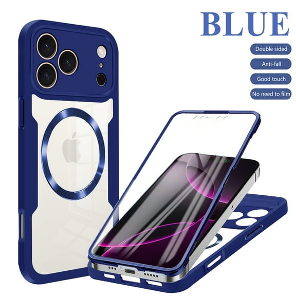 ELEHOLD for iPhone 17 Air Case with Screen Protector, Compatible with Mag safe Accessory,  Built in Screen Protector Clear Full Body Protection Slim Rugged Shockproof Case for iPhone 17 Air,Blue