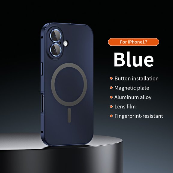 ELEHOLD for iPhone 17 Case, Compatible with Mag Safe Accessory,Luxury Slim Fit Rugged Security Lock Shockproof Anti-Scratch Case with Lens Protector for iPhone 17,Titaniumblue