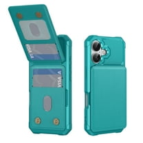 ELEHOLD for iPhone 17 Case,PU Leather Magnetic Button Closure Credit Card Holder Slots Stand Function Wallet Shock-Absorbent Shockproof Phone Case for iPhone 17,Green