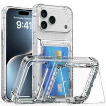 ELEHOLD for iPhone 17 Pro Translucent Clear Wallet Case with Back Card Holder Anti-Yellowing Slim Fit Lightweight Shockproof Anti-Scratch Protective Cover for iPhone 17 Pro,Clear