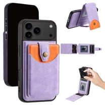 ELEHOLD For iPhone 17 Pro Max 2-in-1 Wallet Case, PU Leather Shockproof Kickstand Magnetic Detachable Card Holder Wallet Cover Wireless Charging Compatible,Purple