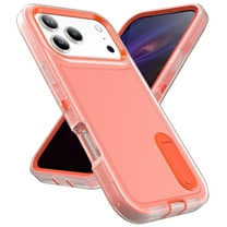 ELEHOLD for iPhone 17 Pro Max Rugged Protective Case Multi Layer Shockproof Hidden Kickstand Hybrid Silicone Hard PC Cover for iPhone 17 Pro Max,Clear Orange