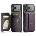 thumbnail image 1 of ELEHOLD for iPhone 17 Pro Wallet Back Case,RFID Blocking Flip Card Holders Strong Magnetic Retractable Wristband Strap Stand Function Shockproof Protective iPhone 17 Pro Cover,Purple, 1 of 7