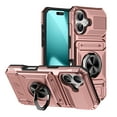 thumbnail image 1 of ELEHOLD for iPhone 17 Rugged Hard Case with Metal Ring Holder Kickstand Work with Magnetic Car Mount Hidden Card Slot Pocket Shockproof Protective Cover,Rosegold, 1 of 7
