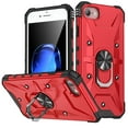 thumbnail image 1 of ELEHOLD for iPhone 7 / 8 / SE 2020 / SE 2022 Armor Case, Military Grade Hard PC Magnetic Built-in Car Mount 360° Rotatable Metal Ring Holder Kickstand Shockproof Multi-Functional Rugged Case, Red, 1 of 8