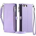 thumbnail image 1 of ELEHOLD for iPhone 7/8/SE 2022&2020 Case,  Full Body Protection Crossbody Flip Zipper Credit Card Slot Wallet Case Kickstand Shockproof Leather Case with Shoulder Strap and Wrist Strap, Purple, 1 of 10