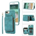thumbnail image 1 of ELEHOLD for iPhone 7 / 8 / SE 2022 & 2020,Luxury Zipper Wallet Case with Card Slots Zipper Pocket Kickstand Function Wriststrap Crossbody Shoulder Strap Shockproof Purse Case,green, 1 of 7
