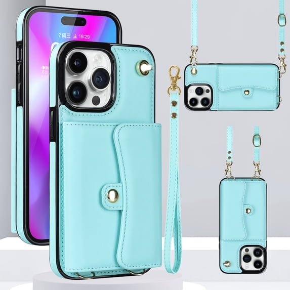 ELEHOLD for iPhone 7 / 8 / SE 2022 & 2020 Multi-Functional Wallet Case Organ Card Slots RFID Blocking Stand Function Wrist Strap Crossbody Shoulder Strap Shockproof Purse Case,blue