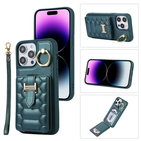 ELEHOLD for iPhone 8 Plus/7 Plus Crossbody Wallet Case with Card Holder Soft PU Leather Shockproof Protective Cover with Shoulder Strap for Women Girls for iPhone 8 Plus/7 Plus,darkgreen