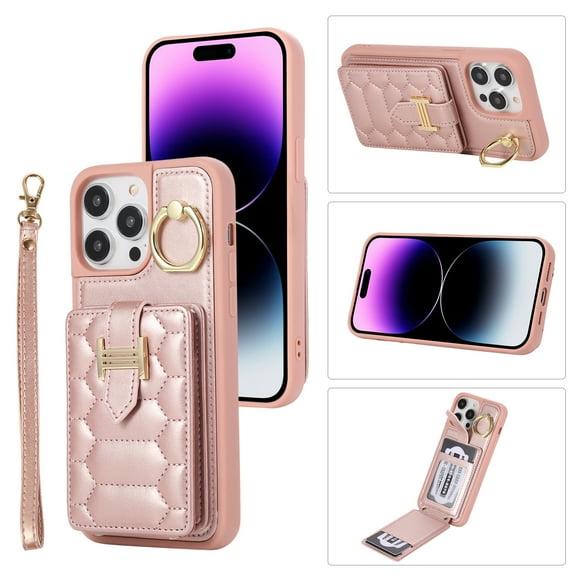 ELEHOLD for iPhone 8 Plus/7 Plus Crossbody Wallet Case with Card Holder Soft PU Leather Shockproof Protective Cover with Shoulder Strap for Women Girls for iPhone 8 Plus/7 Plus,rosegold