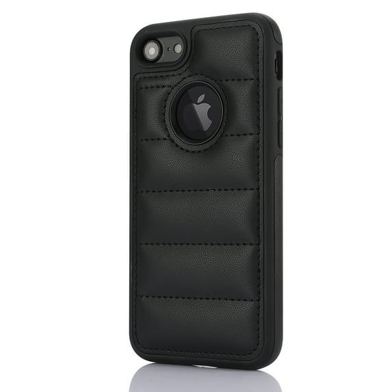 ELEHOLD for iPhone 8 Plus/7 Plus Leather Case Luxury Premium PU Leather Logo Cutout View Full Coverage Slim Lightweight Non-Slip Shockproof Protective Case for iPhone 8 Plus/7 Plus,black