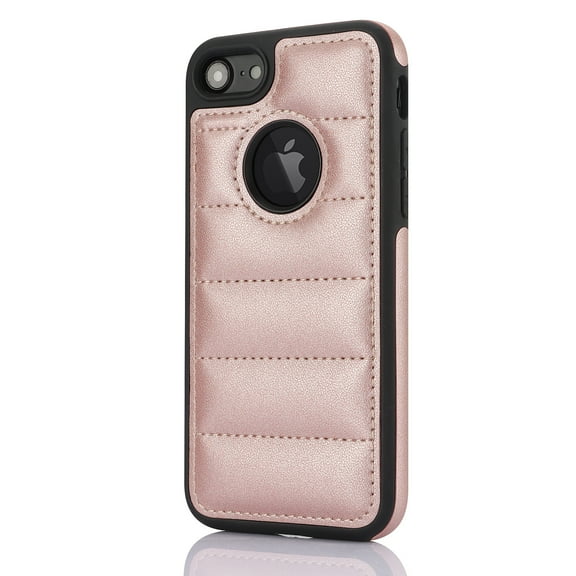 ELEHOLD for iPhone 8 Plus/7 Plus Leather Case Luxury Premium PU Leather Logo Cutout View Full Coverage Slim Lightweight Non-Slip Shockproof Protective Case for iPhone 8 Plus/7 Plus,rosegold