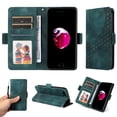 thumbnail image 1 of ELEHOLD For iPhone 8 Plus/7 Plus Leather Wallet Phone Case, Embossed Diamond Folio Flip Cover, Card Holder Cash Slot, Stand Support, Wrist Strap Lanyard -Green, 1 of 10
