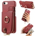 thumbnail image 1 of ELEHOLD for iPhone 8 Plus/7 Plus Luxury Leather Wallet Case with Back Flip Card Slots RFID Blocking Zipper Cash Pocket Stand Function Ring Holder Support Magnetic Car Mount Shockproof Case,red, 1 of 9