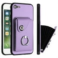 thumbnail image 1 of ELEHOLD for iPhone 8 Plus/7 Plus Wallet Case PU Leather Organ Card Slots Holders Magnetic Button Finger Ring Holder Stand Shockproof Full Protective Case,purple, 1 of 7