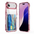 thumbnail image 1 of ELEHOLD for iPhone Air Case,Clear Card Holder Kickstand Credit Card Slot Soft TPU+Hard PC Slim Bumper Anti-Scratch Shockproof Protective Wallet Case for iPhone Air,Pink, 1 of 10