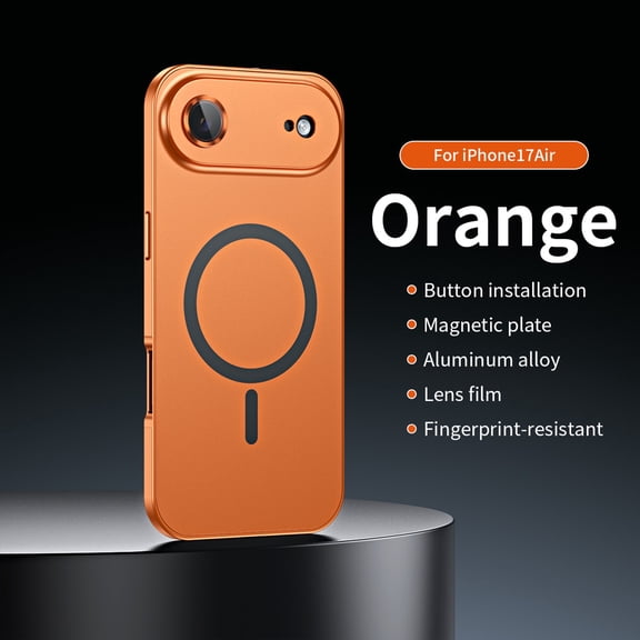 ELEHOLD for iPhone Air Case, Compatible with Mag Safe Accessory,Luxury Slim Fit Rugged Security Lock Shockproof Anti-Scratch Case with Lens Protector for iPhone Air,Orange