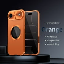 ELEHOLD for iPhone Air Full Body Case,Double Sided with Built-in Tempered Glass Screen Protector Metal Frame Plating PC Shockproof Rugged Case for iPhone Air,Orange