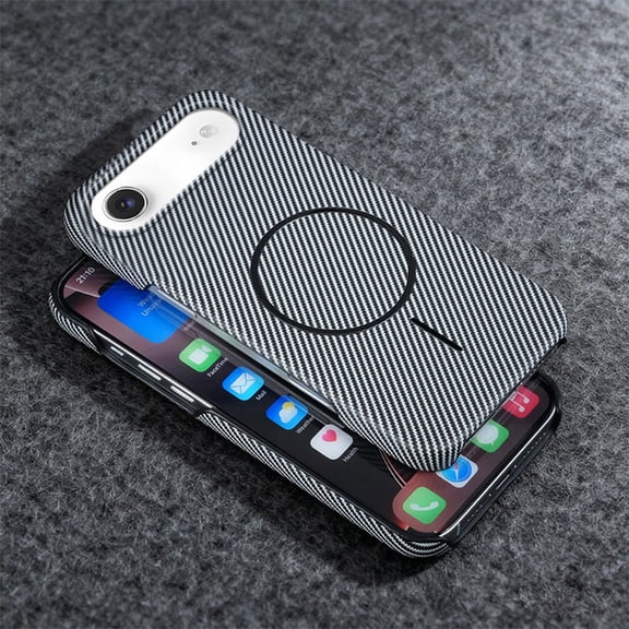 ELEHOLD For iPhone Air Mag Safe Case, Carbon Fiber Texture Slim Shockproof Rugged Hard PC Anti-Scratch  Protection Cover Wireless Charging Compatible,Gray