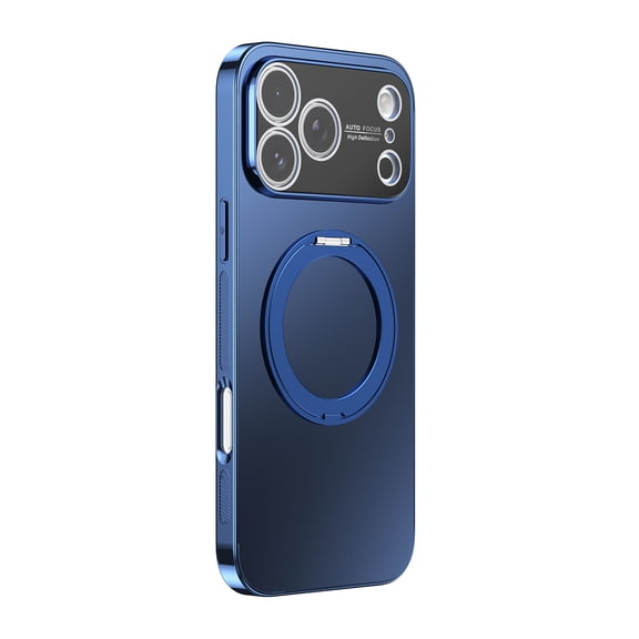 ELEHOLD For iPhone Air Magnetic Case with Full Camera Protector, Shockproof Rugged Magnetic 360° Ring Kickstand Anti-Scratch Frosted Anti-Fingerprint Cover,Navyblue
