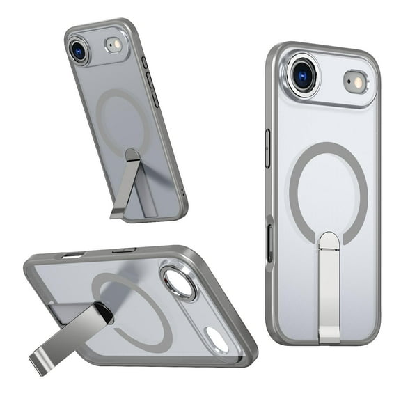 ELEHOLD For iPhone Air Slim Shockproof Magnetic Phone Case, Horizontal & Vertical Kickstand Rugged Cover, Mag-Safe Compatibe, with Metal Bracket, Gray