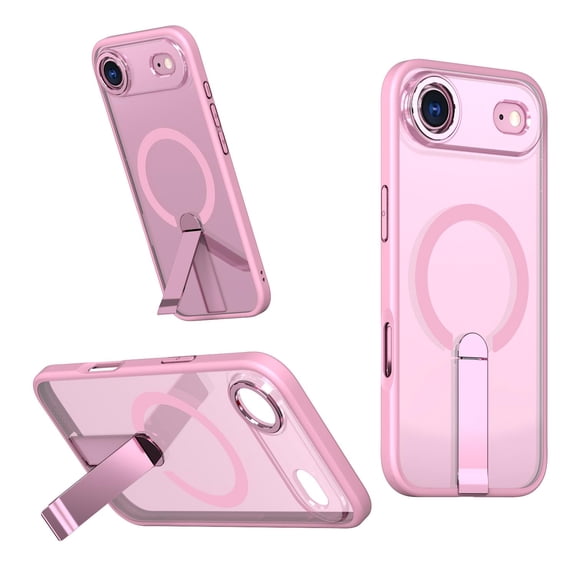 ELEHOLD For iPhone Air Slim Shockproof Magnetic Phone Case, Horizontal & Vertical Kickstand Rugged Cover, Mag-Safe Compatibe, with Metal Bracket, Pink