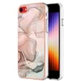 thumbnail image 1 of ELEHOLD for iPhone SE 2022 4.7 inch Marble Case, Clear Electroplated Frame Soft TPU Anti-Scratch Wear-Resistant Wireless Charging Slim Fit Transparent Case for iPhone SE 3rd Generation 2022, Rosegold, 1 of 6