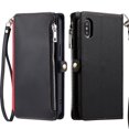 thumbnail image 1 of ELEHOLD for iPhone XR Case,  Full Body Protection Crossbody Flip Zipper Credit Card Slot Wallet Case Kickstand Shockproof Leather Case with Shoulder Strap and Wrist Strap, Black, 1 of 9