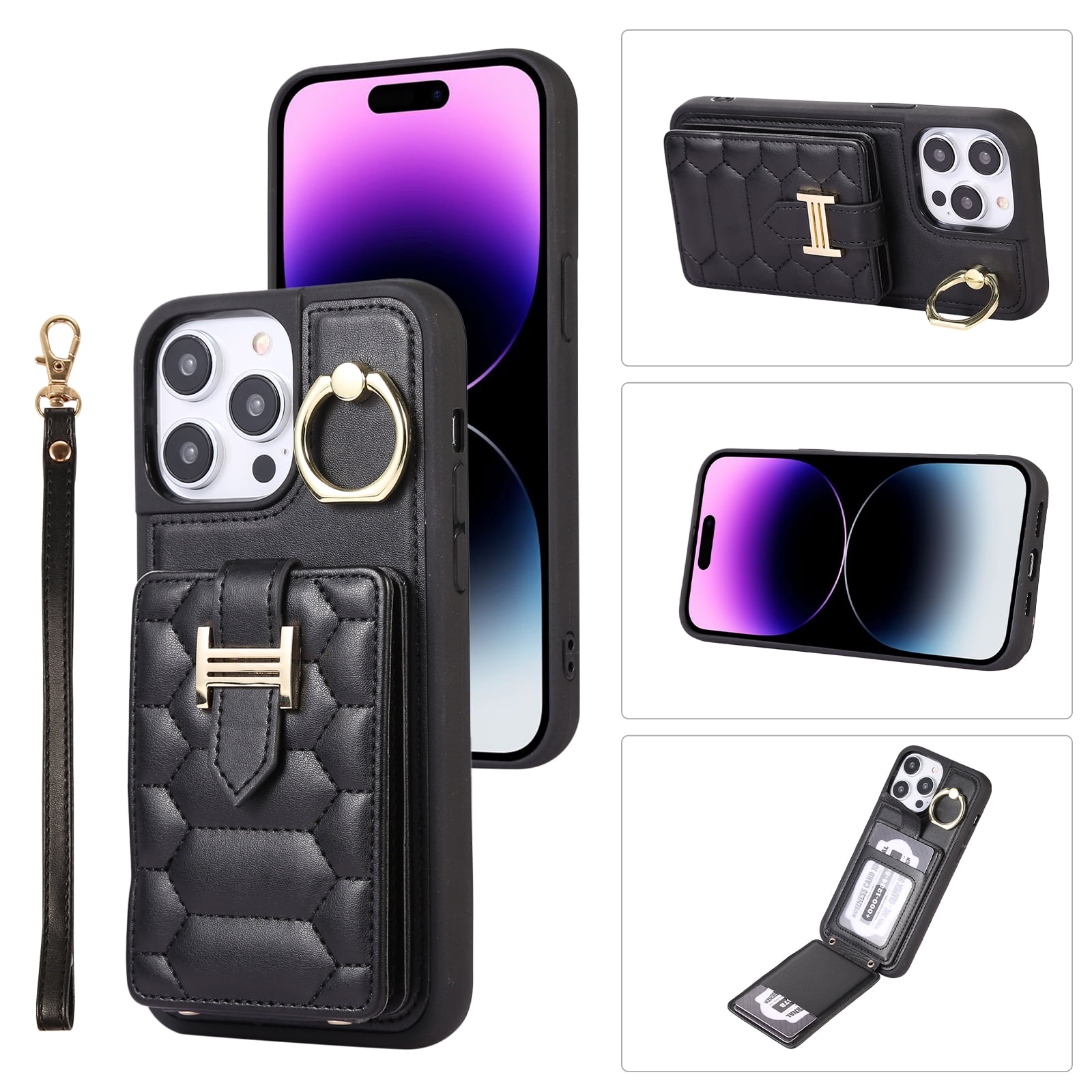 ELEHOLD for iPhone XR Crossbody Wallet Case with Card Holder Soft PU