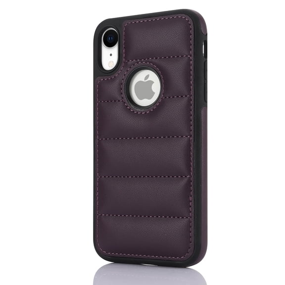 ELEHOLD for iPhone XR Leather Case Luxury Premium PU Leather Logo Cutout View Full Coverage Slim Lightweight Non-Slip Shockproof Protective Case for iPhone XR,purple