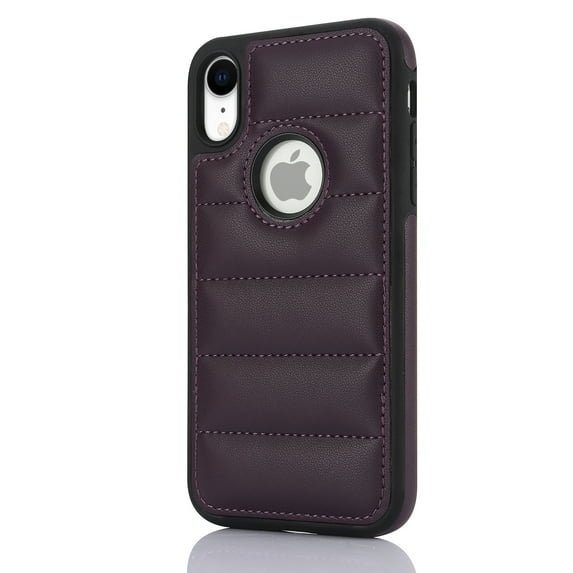 ELEHOLD for iPhone XR Leather Case Luxury Premium PU Leather Logo Cutout View Full Coverage Slim Lightweight Non-Slip Shockproof Protective Case for iPhone XR,purple