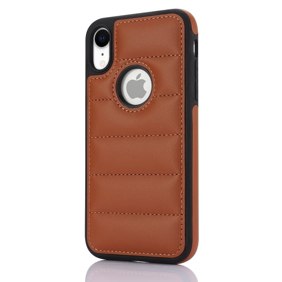 ELEHOLD for iPhone XR Leather Case Luxury Premium PU Leather Logo Cutout View Full Coverage Slim Lightweight Non-Slip Shockproof Protective Case for iPhone XR,brown