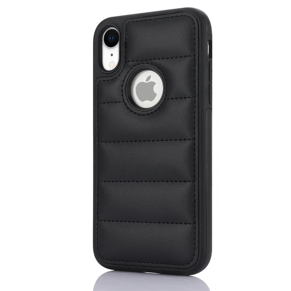 ELEHOLD for iPhone XR Leather Case Luxury Premium PU Leather Logo Cutout View Full Coverage Slim Lightweight Non-Slip Shockproof Protective Case for iPhone XR,black