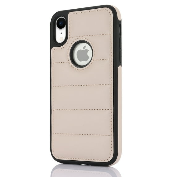 ELEHOLD for iPhone XR Leather Case Luxury Premium PU Leather Logo Cutout View Full Coverage Slim Lightweight Non-Slip Shockproof Protective Case for iPhone XR,apricot