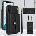 thumbnail image 1 of ELEHOLD for iPhone XR Multi-Functional Wallet Case Organ Card Slots RFID Blocking Stand Function Wrist Strap Crossbody Shoulder Strap Shockproof Purse Case,black, 1 of 8