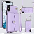 thumbnail image 1 of ELEHOLD for iPhone XR Multi-Functional Wallet Case Organ Card Slots RFID Blocking Stand Function Wrist Strap Crossbody Shoulder Strap Shockproof Purse Case,purple, 1 of 8