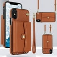 thumbnail image 1 of ELEHOLD for iPhone XR Multi-Functional Wallet Case Organ Card Slots RFID Blocking Stand Function Wrist Strap Crossbody Shoulder Strap Shockproof Purse Case,brown, 1 of 8