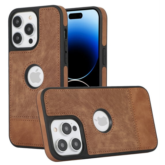 ELEHOLD for iPhone XR Slim Leather Case Luxury Premium PU Leather Logo View Window All Round Shockproof Protection Anti-Fingerprint Non-Slip Lightweight Case,brown