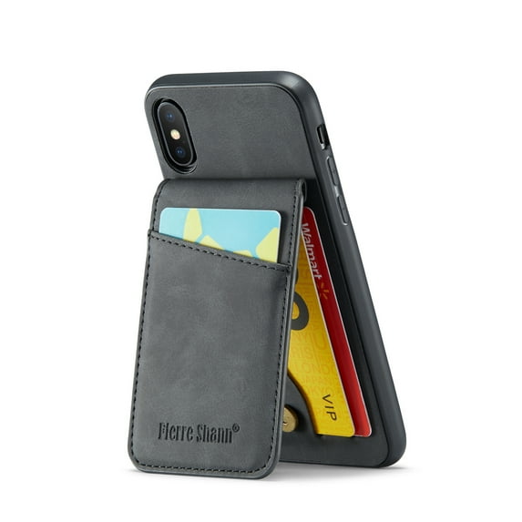 ELEHOLD for iPhone XS Max Leather Wallet Case with Card Slots Magnetic Button Kickstand Function Full Body Protective Shockproof Cover for iPhone XS Max,Black