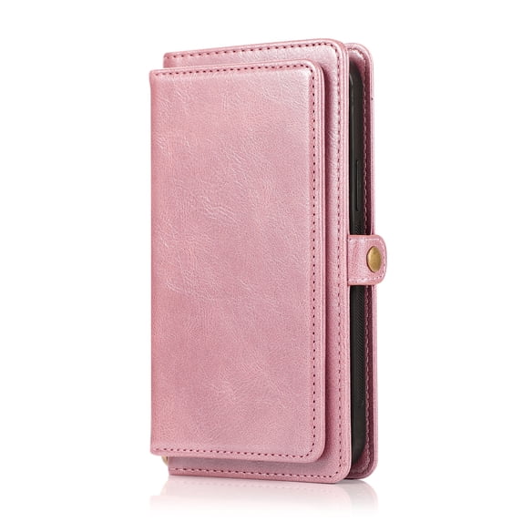 ELEHOLD for iPhone XS Max Luxury Multi-Functional Wallet Case with Card Slots Dual-Use Detachable Phone Case Magnetic Function Lanyard Shockproof Wallet Case,For iPhone XS Max,Rosegold