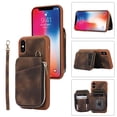 thumbnail image 1 of ELEHOLD for iPhone XS Max,Luxury Zipper Wallet Case with Card Slots Zipper Pocket Kickstand Function Wriststrap Crossbody Shoulder Strap Shockproof Purse Case,brown, 1 of 7