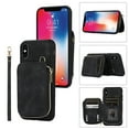 thumbnail image 1 of ELEHOLD for iPhone XS/X,Luxury Zipper Wallet Case with Card Slots Zipper Pocket Kickstand Function Wriststrap Crossbody Shoulder Strap Shockproof Purse Case,black, 1 of 1