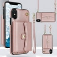 thumbnail image 1 of ELEHOLD for iPhone XS/X Multi-Functional Wallet Case Organ Card Slots RFID Blocking Stand Function Wrist Strap Crossbody Shoulder Strap Shockproof Purse Case,rosegold, 1 of 8