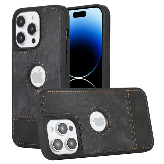 ELEHOLD for iPhone XS/X Slim Leather Case Luxury Premium PU Leather Logo View Window All Round Shockproof Protection Anti-Fingerprint Non-Slip Lightweight Case,black