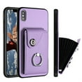 thumbnail image 1 of ELEHOLD for iPhone XS/X Wallet Case PU Leather Organ Card Slots Holders Magnetic Button Finger Ring Holder Stand Shockproof Full Protective Case,purple, 1 of 7