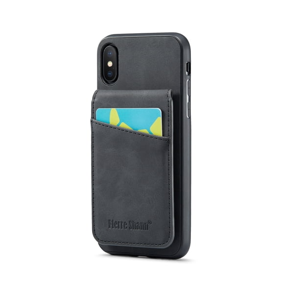 ELEHOLD for iPhone XS/iPhone X Leather Wallet Case with Card Slots Magnetic Button Kickstand Function Full Body Protective Shockproof Cover for iPhone XS/X,Black