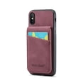 thumbnail image 1 of ELEHOLD for iPhone XS/iPhone X Leather Wallet Case with Card Slots Magnetic Button Kickstand Function Full Body Protective Shockproof Cover for iPhone XS/X,Red, 1 of 7