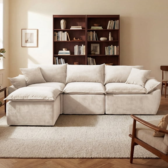 ELEKA 108.3" Convertible Sofa Bed,Modular Sectional Sofa,Boneless Couch for Living Room Apartments Bedroom, No Assembly Required,Beige