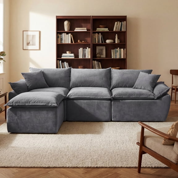 ELEKA 108.3" Convertible Sofa Bed,Modular Sectional Sofa,Boneless Couch for Living Room Apartments Bedroom, No Assembly Required,Beige