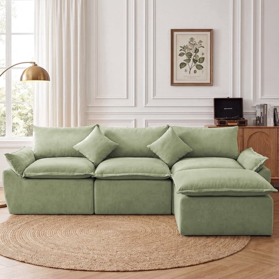 ELEKA 108.3" Oversized L-Shaped Sofa Bed，Modular Sectional Sofa,Boneless Couch for Living Room Apartments Bedroom, No Assembly Required，Green